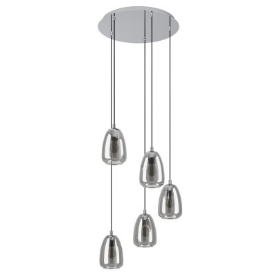 Pendant Light Steel Chrome / Glass Vaporized Black-transparent - ALOBRASE