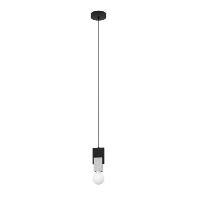 Pendant Light Steel, Wood Black / Terrazzo Grey, White - LOBATIA