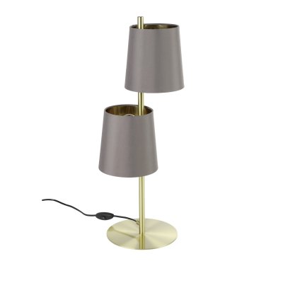 Table Light Steel Brushed Brass / Fabric Cappuccino, Brass - ALMEIDA 2