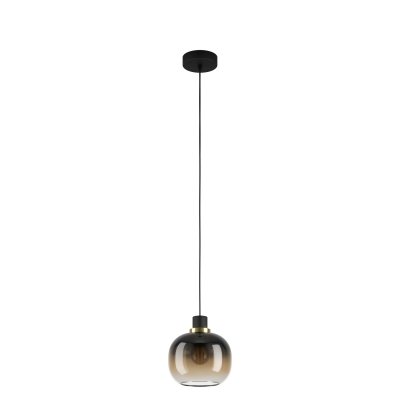 Pendant Light Steel Black, Brass / Glass Vaporized Black-brown-transparent - OILELLA