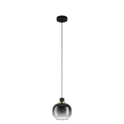 Pendant Light Steel Black, Brass / Glass Vaporized Black-grey-transparent - OILELLA