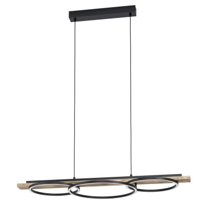 Pendant Light Steel, Wood Black, Brown Rustic / Plastic White - BOYAL