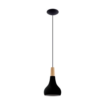 Pendant Light Steel, Wood Black, Brown - SABINAR