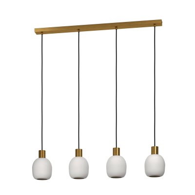 Pendant Light Steel Brushed Brass, Gold / Glass Opal-matt White - MANZANARES