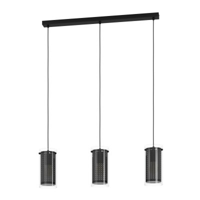 Pendant Light Steel Black / Glass, Fabric Clear, Black - PINTO TEXTIL 1