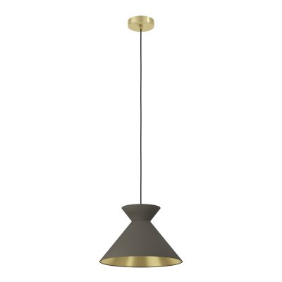 Pendant Light Steel Black / Fabric Cappuccino, Brass - NASTASIA