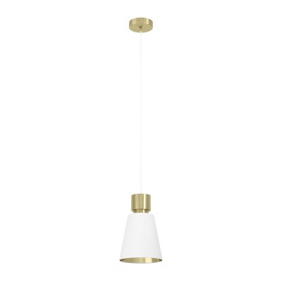 Pendant Light Steel Brushed Brass / Fabric White, Brass - AGLIENTINA