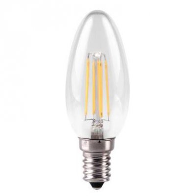 4w Dimmable LED Filament Candle E14, 2700K, Clear