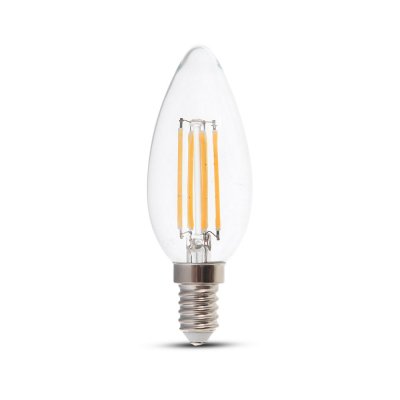VT-2327 6W CANDLE FILAMENT BULB-CLEAR COVER COLORCODE:4000K E14(130LM/WATT)