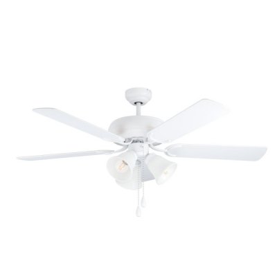 Fan With Spot Or Shade Steel White Matt / Glass Opal - LAS PALMAS