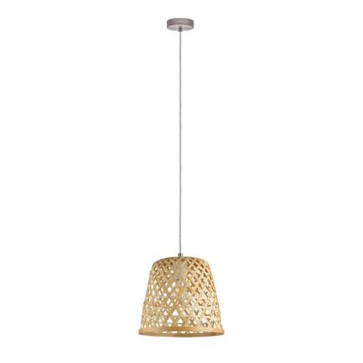 Pendant Light Steel Satin Nickel / Wood Natural - KIRKCOLM