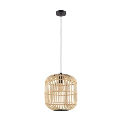 Pendant Light Steel Black / Wood Natural - BORDESLEY