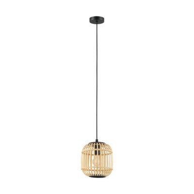 Pendant Light Steel Black / Wood Natural - BORDESLEY
