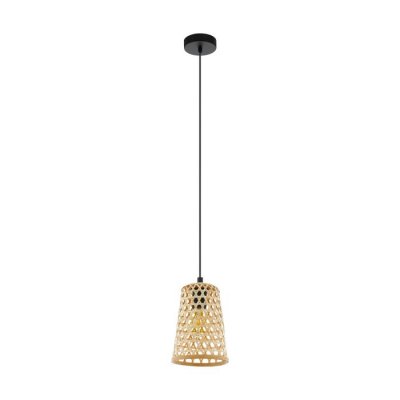 Pendant Light Steel Black / Wood Natural - CLAVERDON