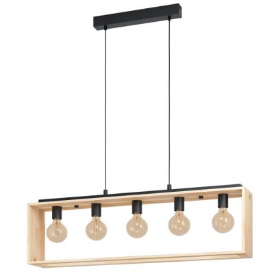 Pendant Light Steel, Wood Black, Natural - FAMBOROUGH
