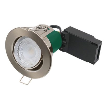 5W Firestay Slim Centre Tilt Integrated Fixed Downlight Satin - 4000K