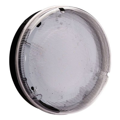 14W Utilita LED Bulkhead, Round - Black w/Clear Bezel
