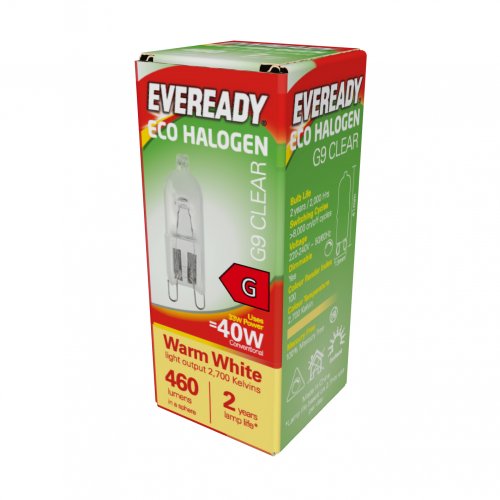 Eveready Halogen G9 Capsule 460lm 33W 3,000K (Warm White), Box Of 1 (S10110)