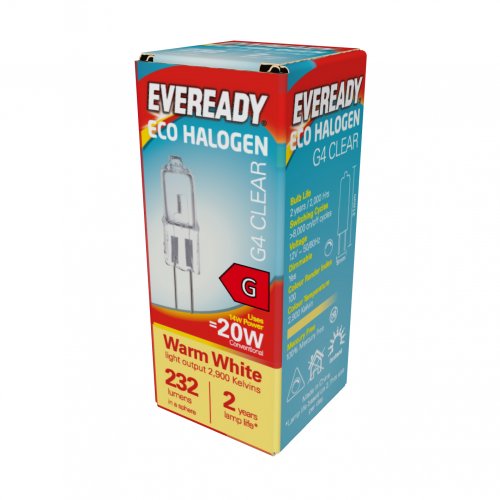 Eveready Halogen G4 Capsule 232lm 14W 3,000K (Warm White), Box Of 1 (S10109)
