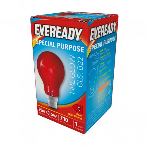 Eveready Fireglow 60W 220-240V B22 (BC), Box Of 1 (S855)