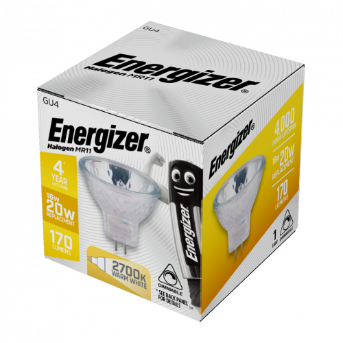 Energizer Halogen MR11 170lm 16W 2,700K (Warm White) Dimmable, Box Of 1 (S5411)