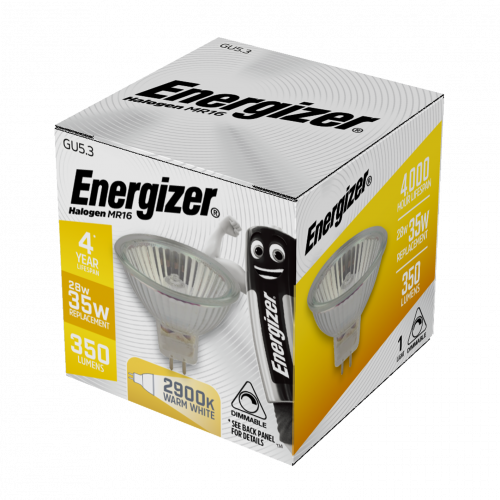 Energizer Halogen MR16 350lm 28W 2,700K (Warm White) Dimmable, Box Of 1 (S5413)